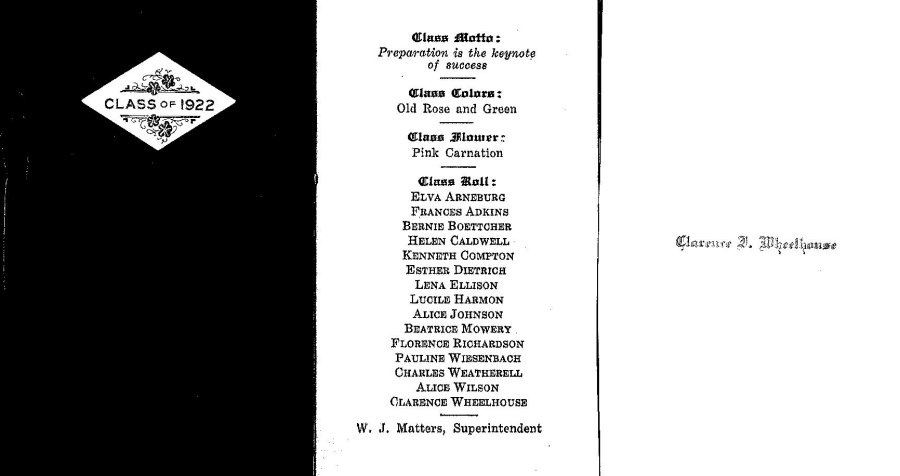 1922 Commencement Program 1922 Commencement Program